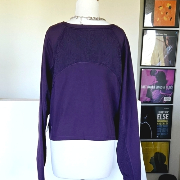 🏷️ Athleta Shanti Lace Top Deep Crocus Violet Longsleeve 3X - Picture 7 of 11